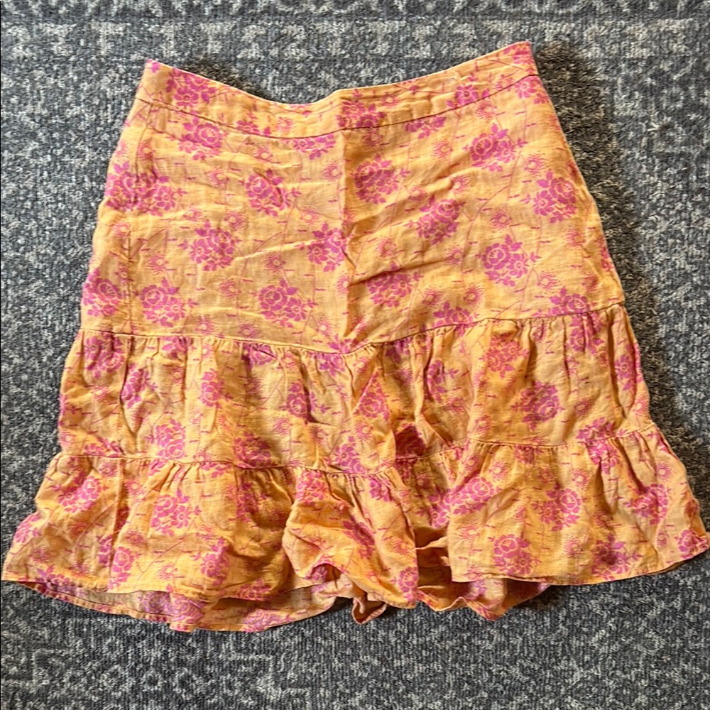 Vintage 1990s GAP Tiered Linen Floral Skirt
